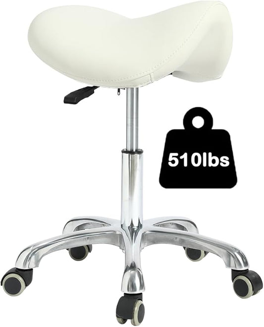 Conforms to ergonomics, with a Saddle Stool That can be Tilted and a Rotating Stool with Hydraulic Lifting Height Adjustment, Suitable for Office, White