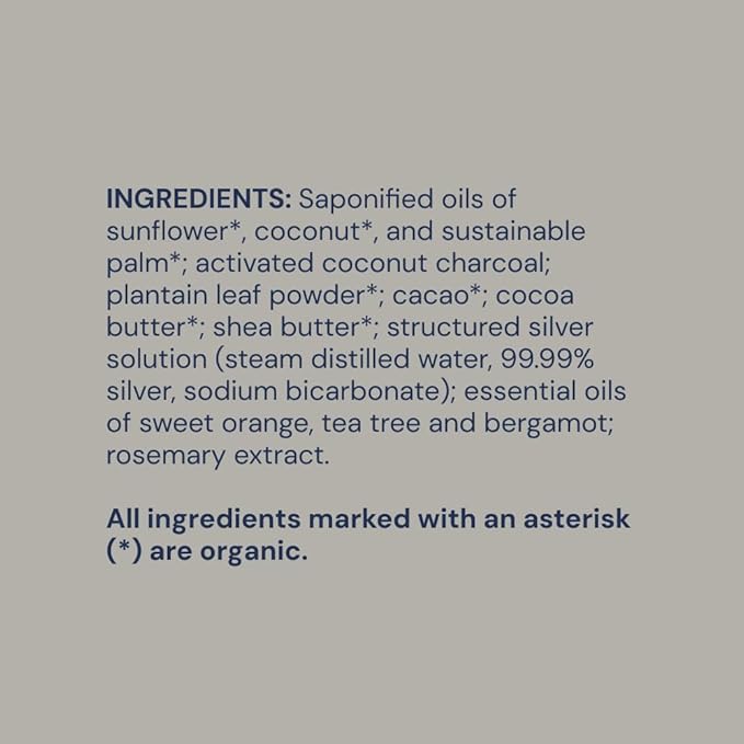 Ameo Life Charcoal Tea Tree Silver Soap with 30 ppm Silver - Naturally Cleanses the Skin, 4 oz Colloidal Silver Soap Bar for Women and Men