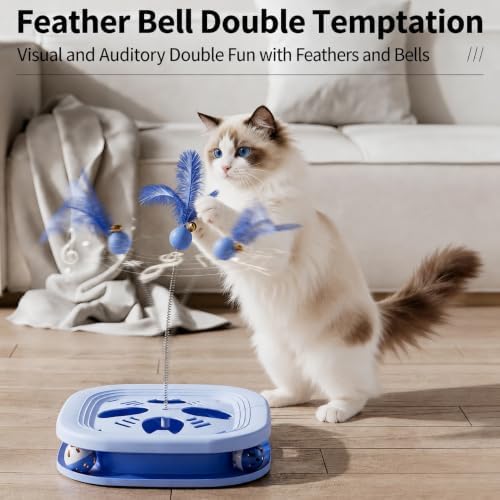 Interactive Cat Toys for Indoor Cats, 2-in-1 (Blue)