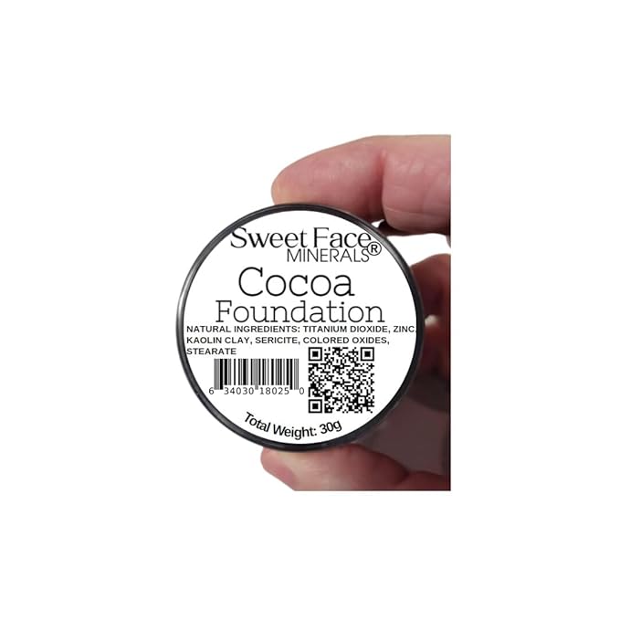 COCOA FOUNDATION (30g Full Size Sifter Jar) – Matte Mineral Makeup – Buildable Natural Coverage Loose Powder Foundation – Sweet Face Minerals, SPF 30