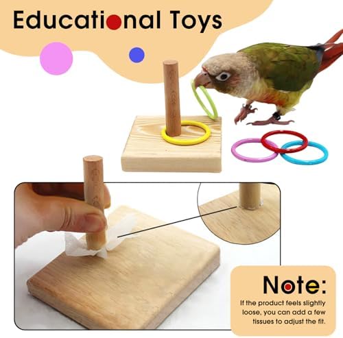QBLEEV Bird Tabletop Toy, Parrot Activity & Training Trick Color Ring Toys
