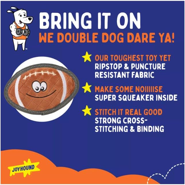 Joyhound Rip Roarin' Tough Football Dog Toy - Super Squeaker - Aggressive Chewers
