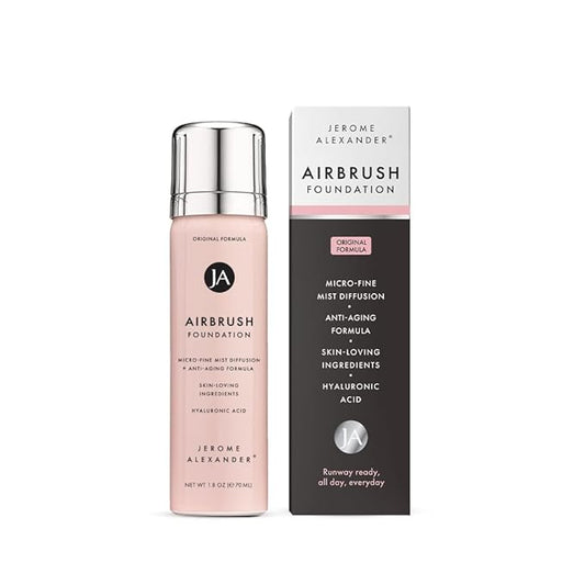 Jerome Alexander MagicMinerals AirBrush Foundation, Spray Makeup with Skincare Active Ingredients, Ultra-Light, Buildable, Full Coverage Formula (Warm Medium)
