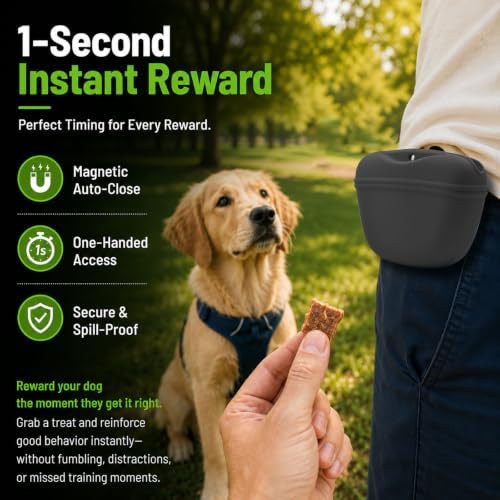 AUDWUD Silicone Dog Treat Pouch with Clicker Magnetic Closure Secure Clip