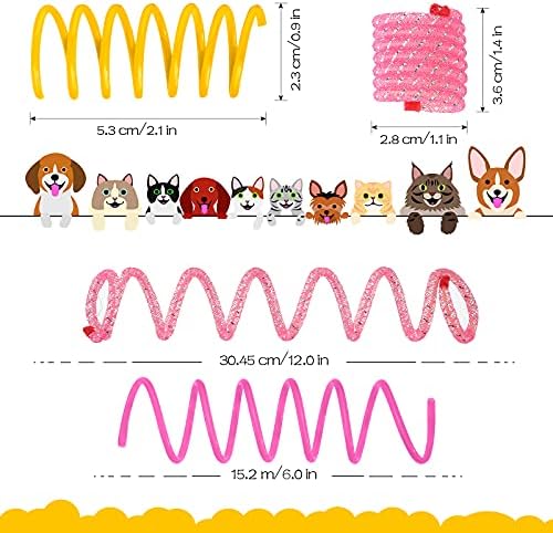 Sumind 30 Pcs Cat Spring Toys Kitten Spiral Springs for Indoor Interactive Cat Pet Toys Plastic Coil Spiral for Kitten Swatting Biting Hunting Bouncing Training Play, 2 Styles