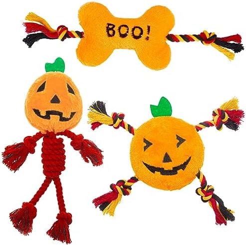 PUPTECK Halloween Dog Squeaky Chew Toys 3 Pack