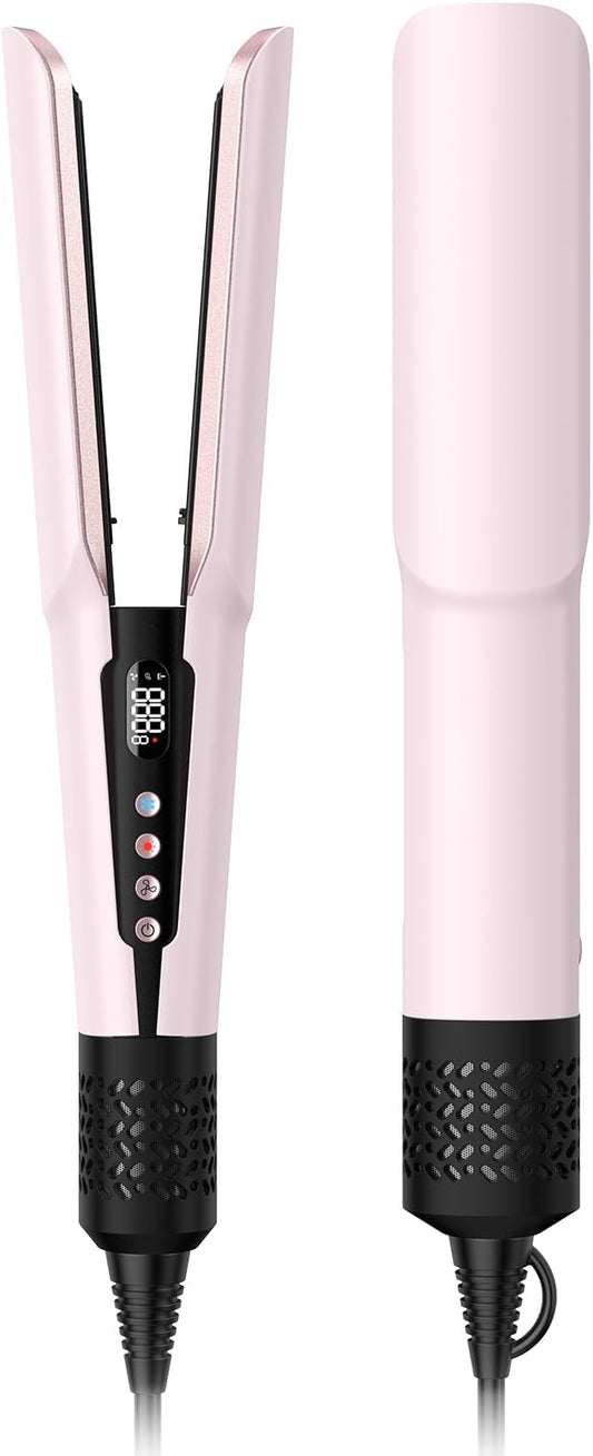 Slopehill 2-in-1 Hair Straightener and Blow Dryer, Professional Hair Styling Tool, Pink