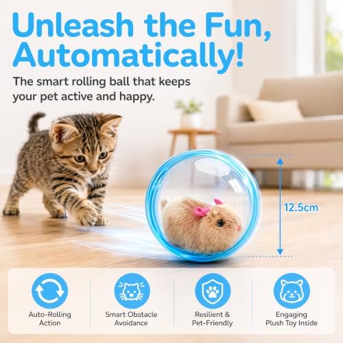 Self-Rolling Interactive Cat Ball, 360° Rotating Automatic Pet Toy