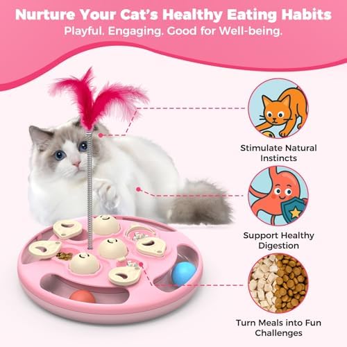 6 Pack Cat Feather Teaser Replacement Refills, Compatible with 3 in 1 Cat Puzzle Toys, Interactive Cat Toy Accessories for Indoor Cats Mental Stimulation & Boredom Relief