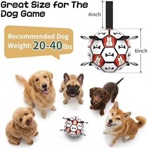 Dog Soccer Ball with Straps, 6 Inch for Small and Medium Dogs, E