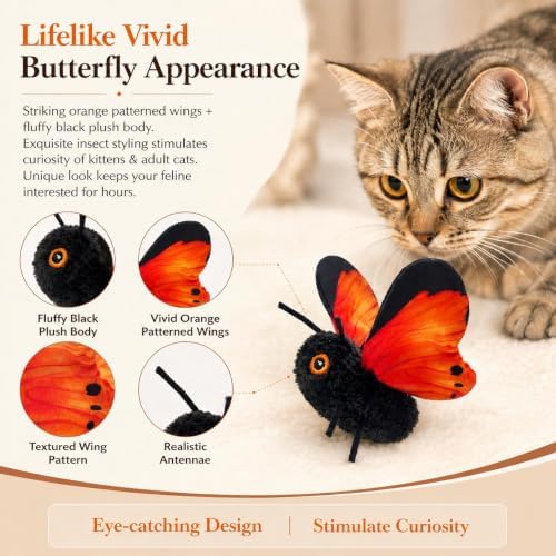 Smart Sensing Flapping Butterfly Toy Interactive Cat (#C)