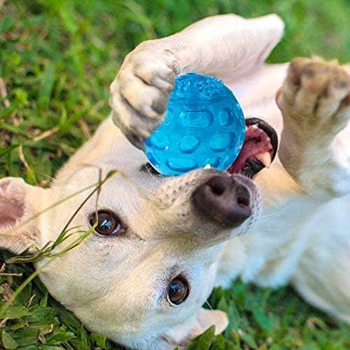 3'' Squeaky Dog Toy Balls for Lagre Medium Breed, Indestructible Dog Balls for Playing, Fetching & Retrieving, Durable Aggressive Chewers, 2 PCS Blue+Purple