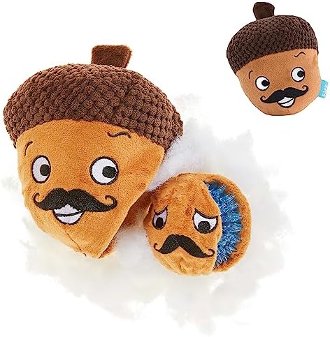 BarkBox Monsieur Acorn 2-in-1 Interactive Plush Dog Toy