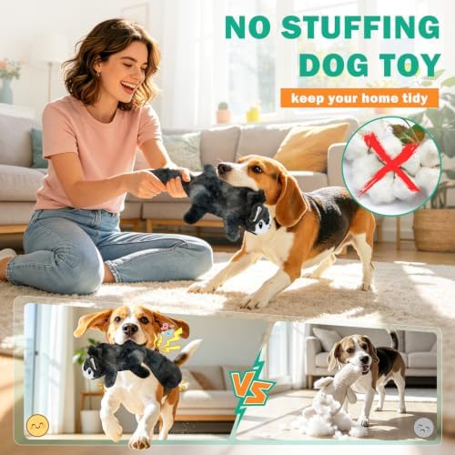 Fuufome Interactive Squeaky No Stuffing Crinkle Chew Toy for Dogs