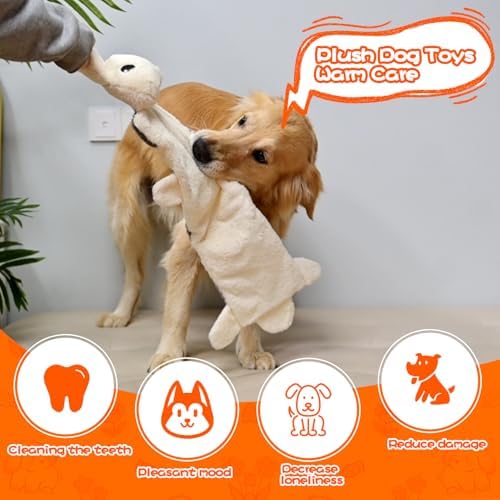 Mihachi Easter Rabbit Dog Squeaky Toys 16 Squeakers for Aggressive Chewers, Tough Interactive Tug of War Dog Toy-Chew Toy for Small,Medium,Large Breed No Stuffing Toy, Fun Long Toys 22.8 Inches
