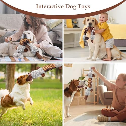 BUYPOW Squeaky Dog Toys, Interactive Tug of War Puppy Toys, Funny Plush Dog Chew Toys, Stuffed Dog Toys for Small,Medium and Large Dogs - Platypus