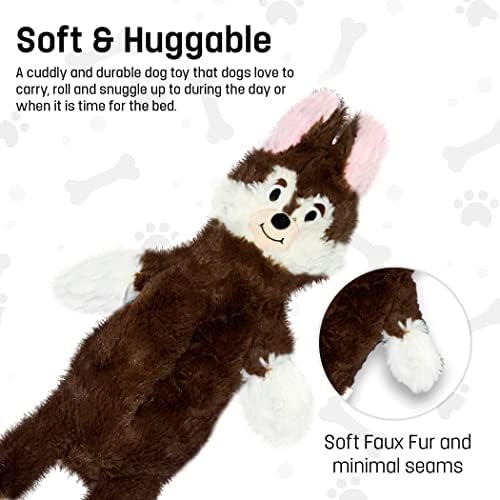 FGA MARKETPLACE Fox Flat NO Stuffing NO Squeak Plush Dog Toy, Funny Style Will Entertain Your Pet for Hours, Recommended for Small and Medium Dog 21 INCH Long