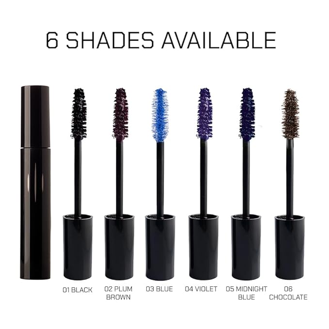 Radiant Professional Lengthening Mascara with silicone brush – Smudge-Proof Curl Mascara Volume and Length for Sensitive Eyes, Cruelty Free, Ideal for Mature & Young Women, 0.43 oz (02 Plum Brown)