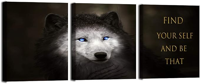 3 Panels Wolf Picture Motivational Wall Art Inspirational Canvas Painting Pictures Modern Entrepreneur Quotes Posters Prints Artwork for Home Office Decor House Decorations Class Room School to Hang
