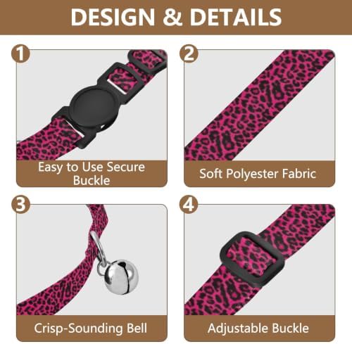 Leopard Spots Collar for Kitten, 2 Pack Cat Collars with Bell