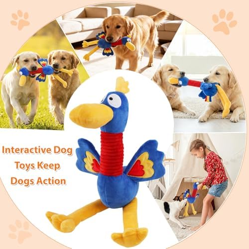 Letsmeet Pet Supplies Squeaky Dog Chew Toy with Soft Fabric Tough Interactive Tug of War Dog Toys to Keep Them Busy for Small,Medium,Large Breed