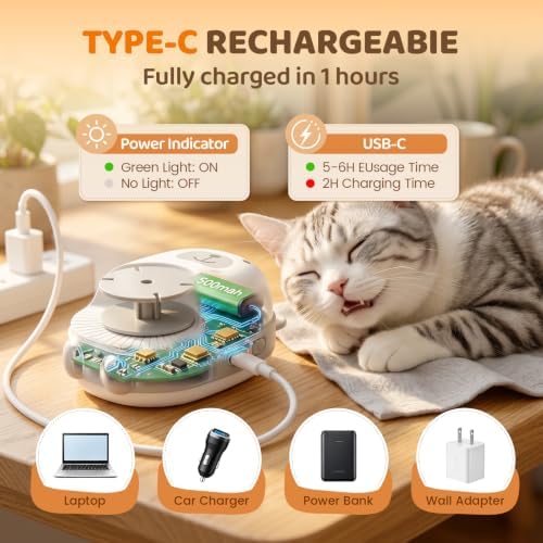 Interactive Cat Toys for Indoor Cats, Automatic Rechargeable Hanging Feather Wand with Flying Motion, 4 Packs Replaceable Accessories, Exercise Enrichment Toy for Cats, Long-Lasting USB Charging