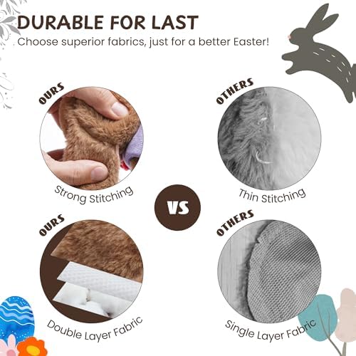 Nocciola Basket Dog Toys - Durable Stuffed Plush Bunny Dog Squeaky Toys for Small, Medium and Large Breeds, Easter Basket with Egg & Rabbit & Chick & Cake Puppy Toy