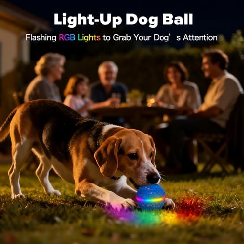 Interactive Dog Toys Ball, Self-Rolling & Bouncing Ball with RGB Colorful Lights to Keep Them Busy, 3-in-1 Interactive Mode, E-TPU Material, Type-C Charging, Moving Dog Toy for Dogs Puppies (Blue)