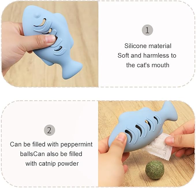 Cat Toys for Indoor Cats Interactive Cat Toy Food Dispenser Feeder Treat Dispensing Can be Stuffed with Cat Treats, Catnip (Blue)