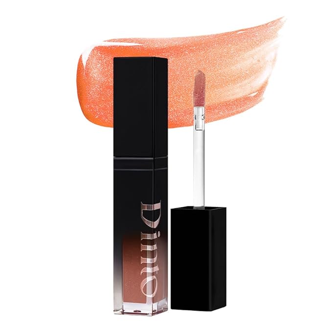 DINTO (Peter & Wendy Collection Pearl-Kissed Plumping Lip Glacé- Moisturizing Lip Gloss with Soft Pearl Shine, Lightweight Texture, Cooling Lip Treatment, Long-Lasting Hydration (128 Tiger Lily, 4ml)