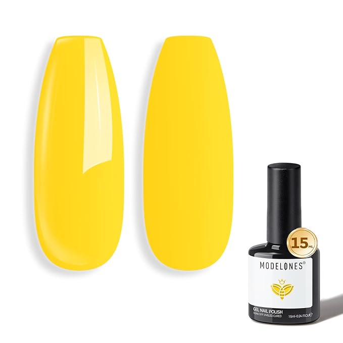 modelones Mango Yellow Gel Nail Polish Sunflower Yellow Nail Polish Soak Off U V Color High Glossy Gel Polish Manicure 15 ML