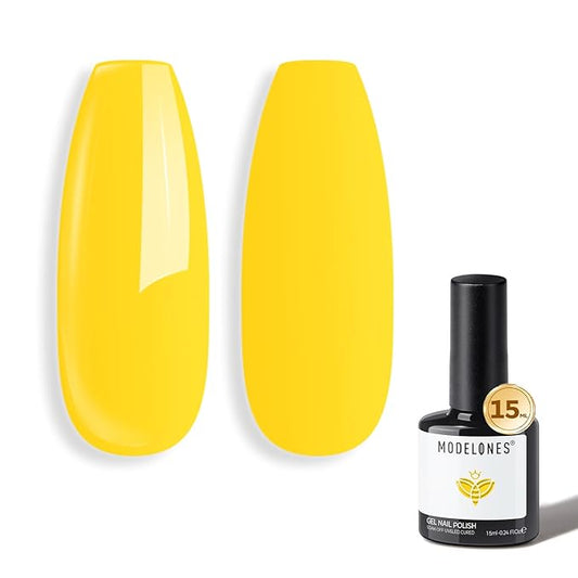modelones Mango Yellow Gel Nail Polish Sunflower Yellow Nail Polish Soak Off U V Color High Glossy Gel Polish Manicure 15 ML