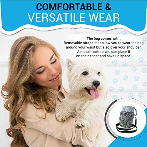Dog Training Treat Pouch – Treat Bag for Dog Training with Built-in Poop Bag Holder – Waist Dog Training Pouch with Reflective Strips – Fanny Pack for Dog Training