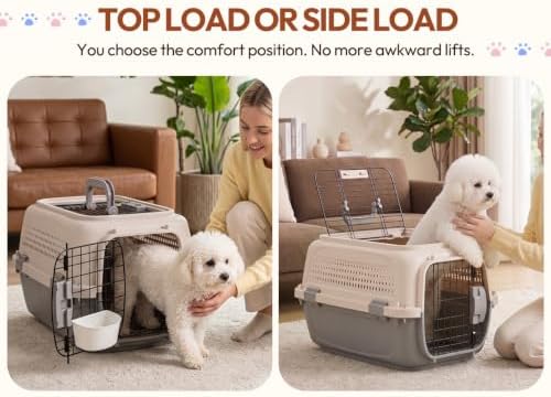 23 Inch Portable Hard-Sided Dog Cat Carrier, Airline Approved Travel Crate