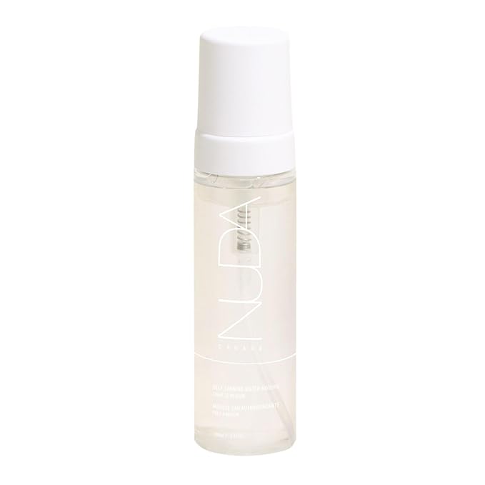 Nuda Cloudfoam Self Tanning Water Mousse, Fast Drying, Streak Free Self Tanner, Water Based Formula, Transfer Free, Hydrating Self Tanner, Fragrance Free, Organic, Vegan, Medium to Dark, 6.4 Oz