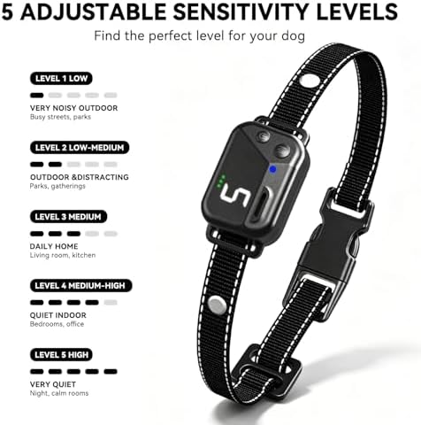 Bark Collar 2 Pack for Large Medium Small Dogs (8-120lbs), Black