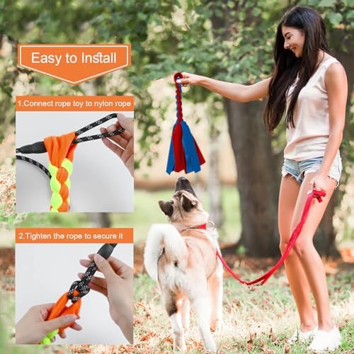 Flirt Pole for Dogs, Interactive Dog Toys Teaser Wand Play Pole with Rope