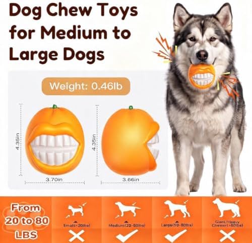 Squeaky Dog Chew Toys, Interactive Tough Indestructible Dog Toys for Aggressive Chewers, Medium to Large Dogs, Indoor & Outdoor Use