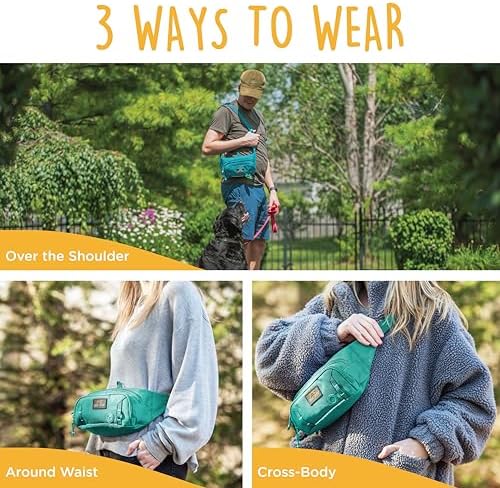 CANINE CANYON Stella Dog Walking Waist Belt Bag, Teal | Hands-Free Storage for Treats, Phone & Essentials