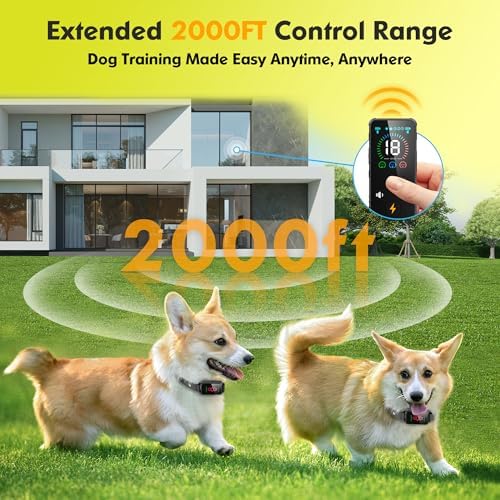 Dog Shock Collar, 2000FT Electric Dog Training Collar with Remote, IPX7 Waterproof Vibrating Dog Collar with 3 Training Modes, Rechargeable E-Collar for All Breeds, Sizes