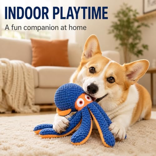 Octopus Dog Toy, Squeaky Crinkle Plush Toy for Small & Medium Dogs
