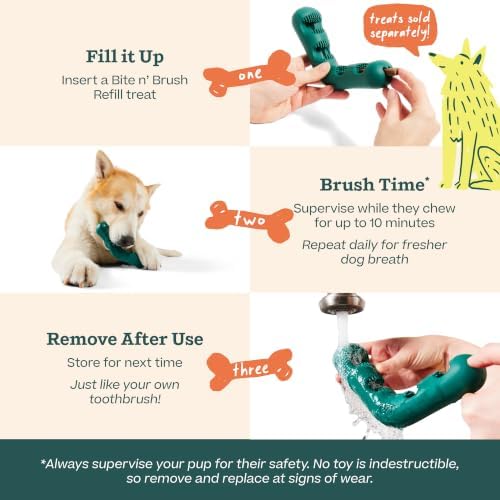 WOOF Bite n' Brush Dog Dental Chew Toy for Medium to Large Dogs 25 lbs & Up