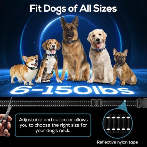 Bark Collar, 2 Pack Smart Dog Bark Collar for Large Medium Small Dogs, Anti Barking Device for Dogs Training Collar with Beep Vibration Harmless Shock, 5 Adjustable Sensitivity (Blue)