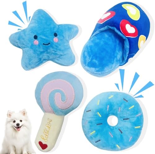 Puppy Toys for Small Dogs, 4 Pack Squeaky Plush Chew Toys for Puppy — Soft Interactive Teething Toys for Chihuahua, Yorkie, Small Breeds
