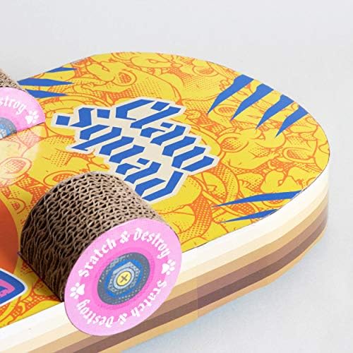 Suck UK Cat Scratcher Skateboard - Cat Scratching Board - Cardboard Cats Scratchers - Funny Gifts - Kitten Accessories & Accessories for Indoor Cats Furniture - Kitten Cardboard Scratcher