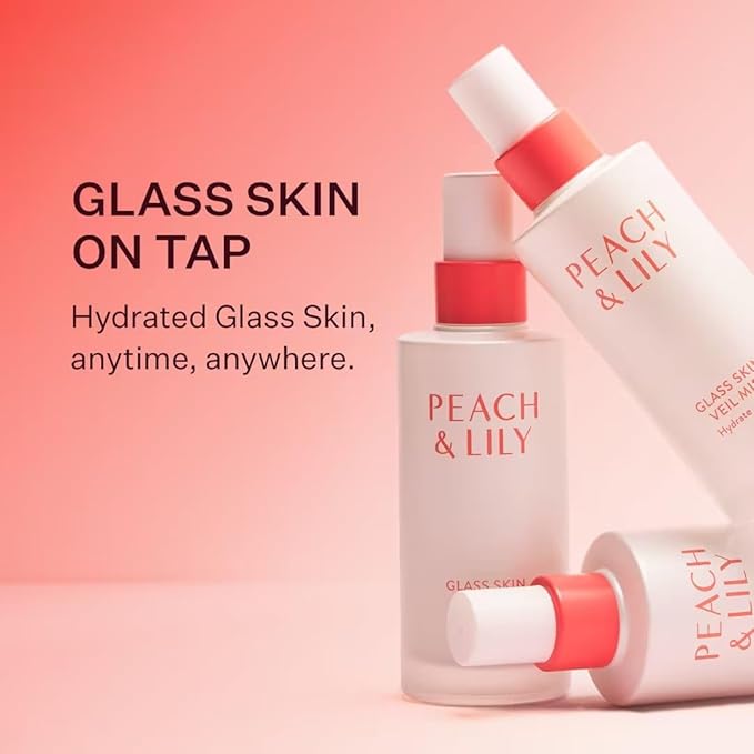 Peach & Lily - Glass Skin Veil Mist (3.38 ounces) - Hydrate & Glow - Facial Mist - Weightless - Cucumber Water, Lotus, Peach, Reishi Mushroom - Self Care - Vegan & Cruelty Free - Korean Beauty