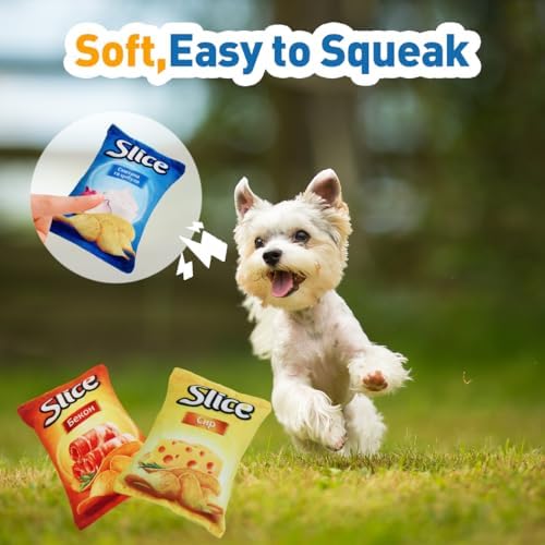 2 Pack Fun Interactive Dog Toys with Squeaker Chew & Squeak Toy Cookies Bag Best Squeaky for Aggressive Chewers (Chips)