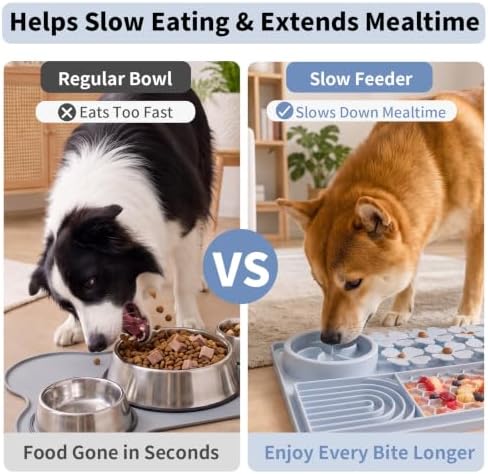 MewaJump Slow Feeder Bowl, 4 in 1 Silicone Lick Mat with Suction Cups for Dog Cat, Snuffle Mat for Pet Smell Training, Puzzle Toys Interactive Sniff Mat for Slow Eating