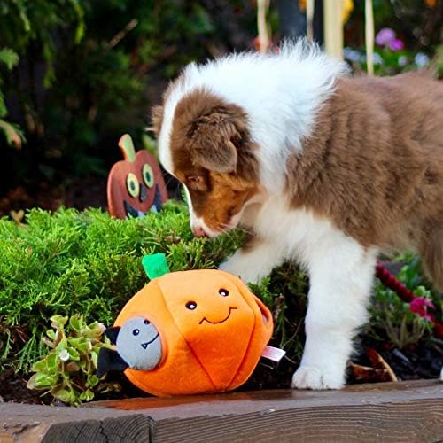 ZippyPaws Burrow Hide & Seek Plush Dog Puzzle - Pumpkin with Bats