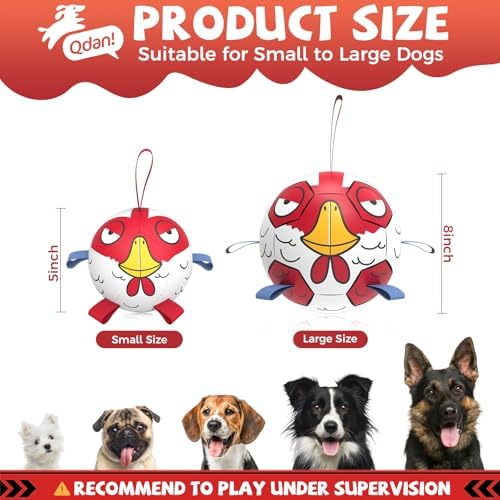 QDAN Small Puppy Dog Soccer Ball with Straps, Durable Herding Toys, 5 Inch